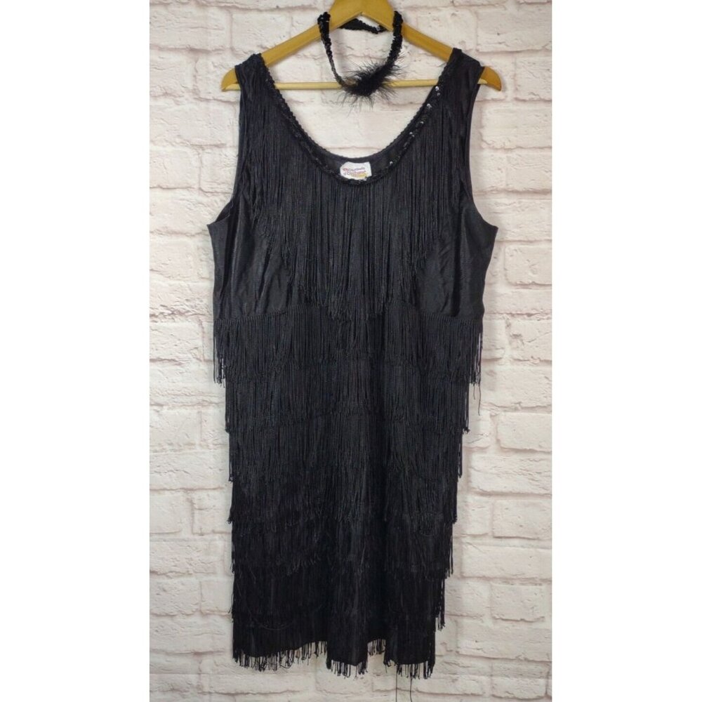 Halloween Plus Size Roaring 1920s Flapper Dress Fringe Gatsby California Costume